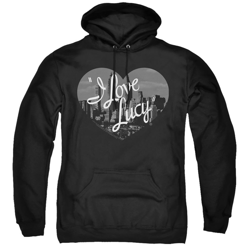 I LOVE LUCY/NOSTALGIC CITY - ADULT PULLOVER HOODIE - BLACK