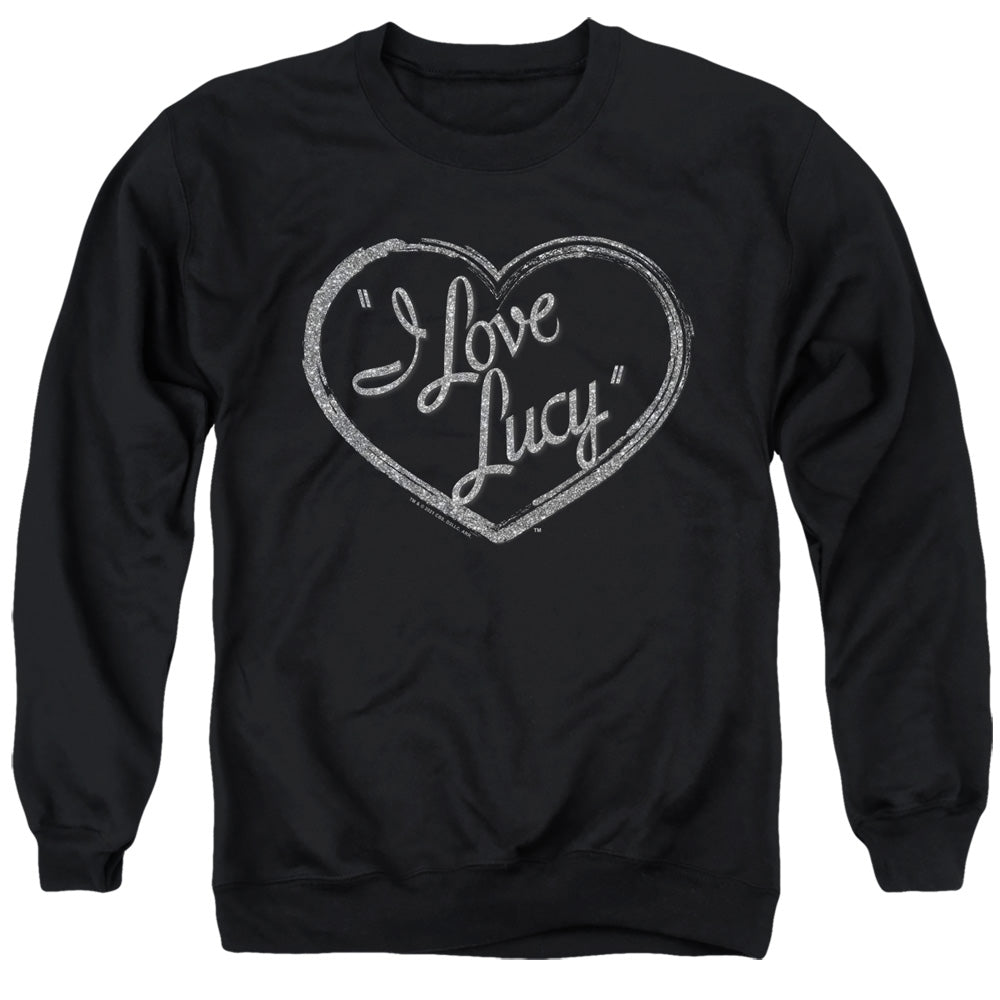 I LOVE LUCY/GLITTER LOGO - ADULT CREWNECK SWEATSHIRT - BLACK