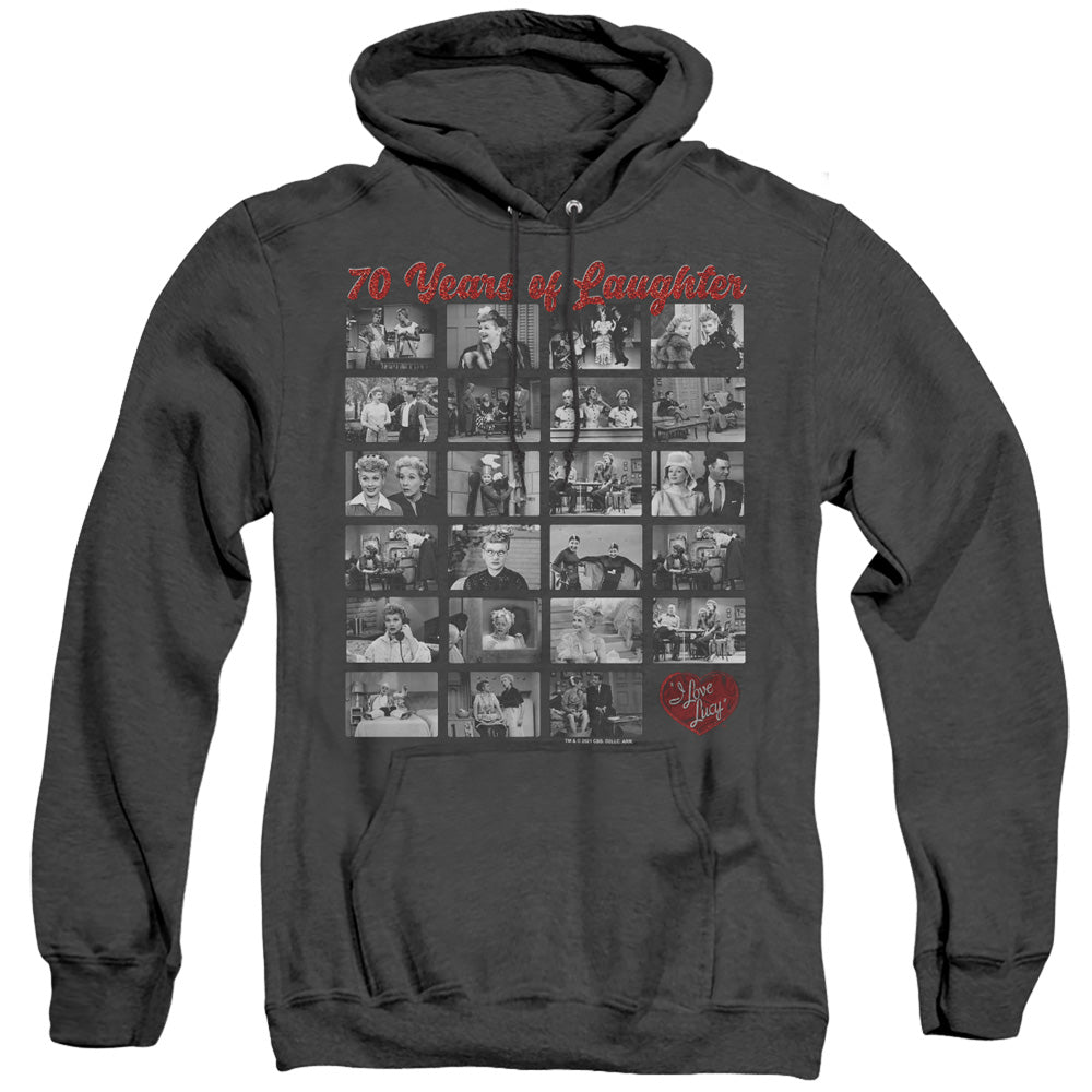 I LOVE LUCY/FILM STRIP - ADULT HEATHER HOODIE - BLACK