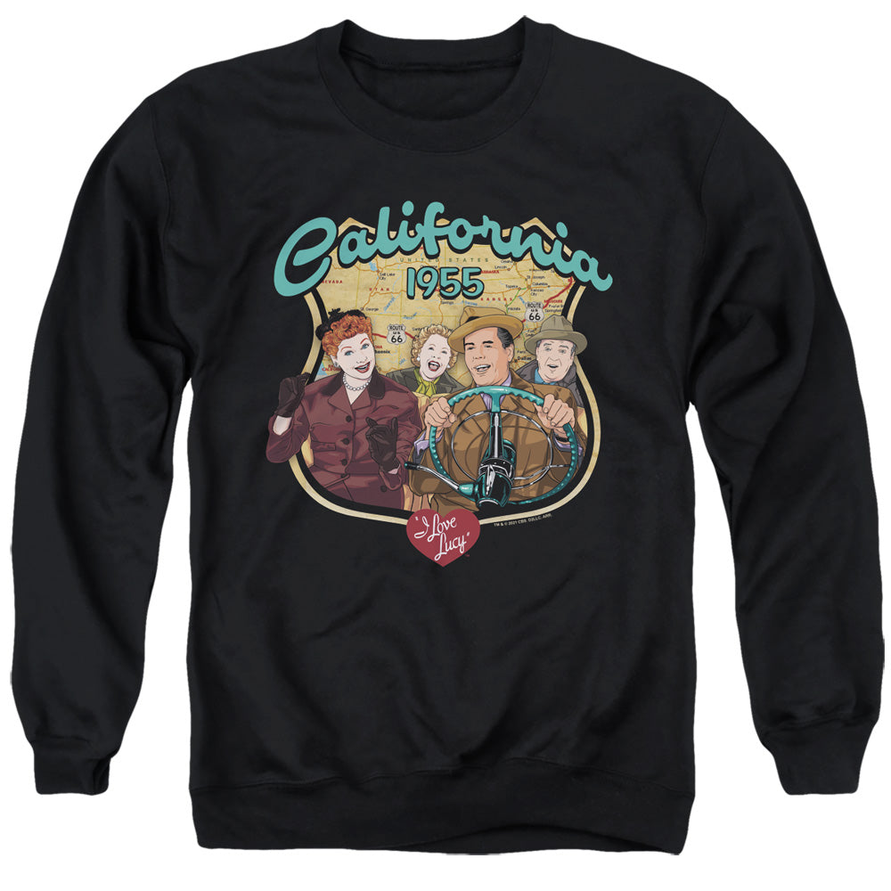 I LOVE LUCY/ROAD TRIP - ADULT CREWNECK SWEATSHIRT - BLACK
