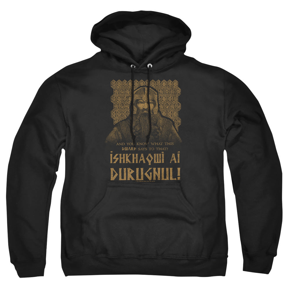 LORD OF THE RINGS/ISHKHAQWI DURUGNUL - ADULT PULLOVER HOODIE - BLACK