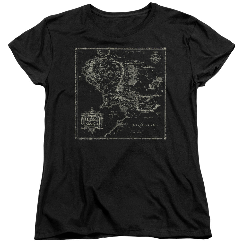 LORD OF THE RINGS/MAP OF ME - S/S WOMENS TEE - BLACK