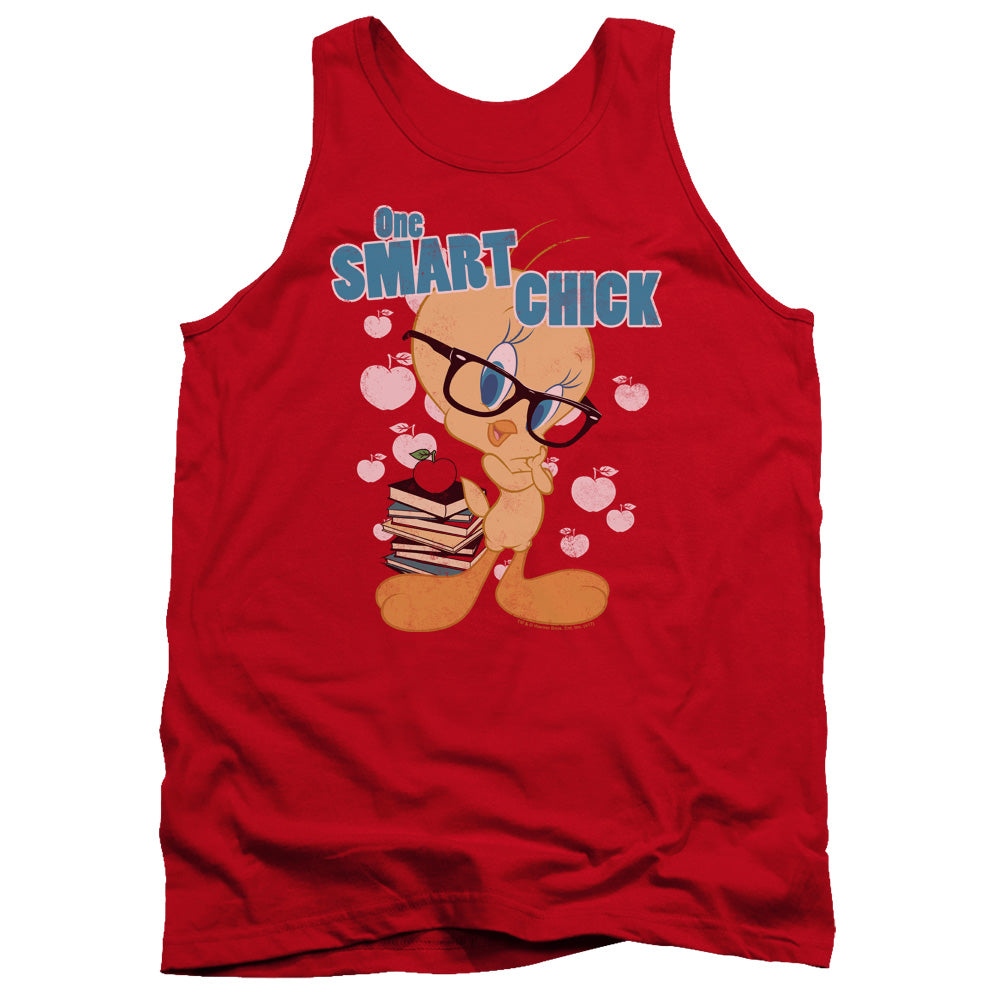 LOONEY TUNES/ONE SMART CHICK - ADULT TANK - RED