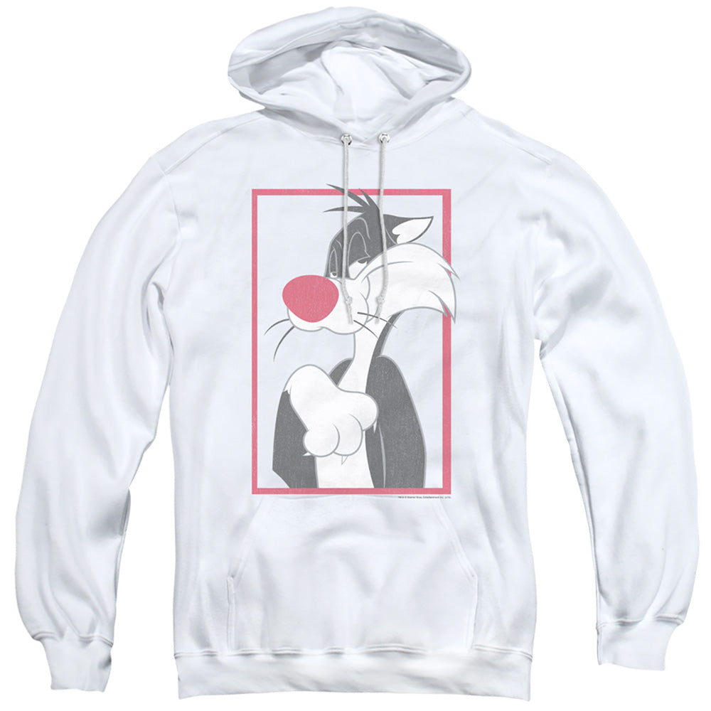 LOONEY TUNES/SYLVESTER - ADULT PULLOVER HOODIE - WHITE