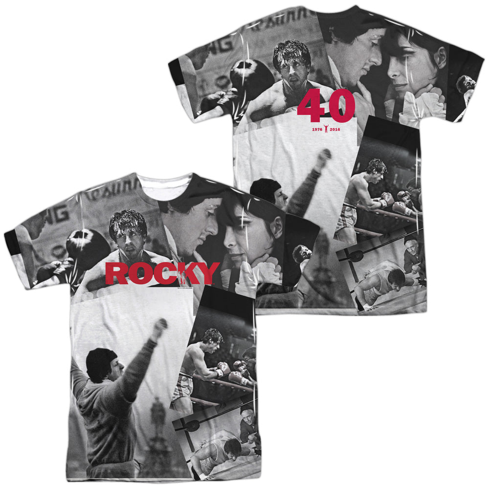 ROCKY/40TH ANNIVERSAY COLLAGE (FRONT/BACK PRINT) - S/S ADULT POLY CREW - MULTI