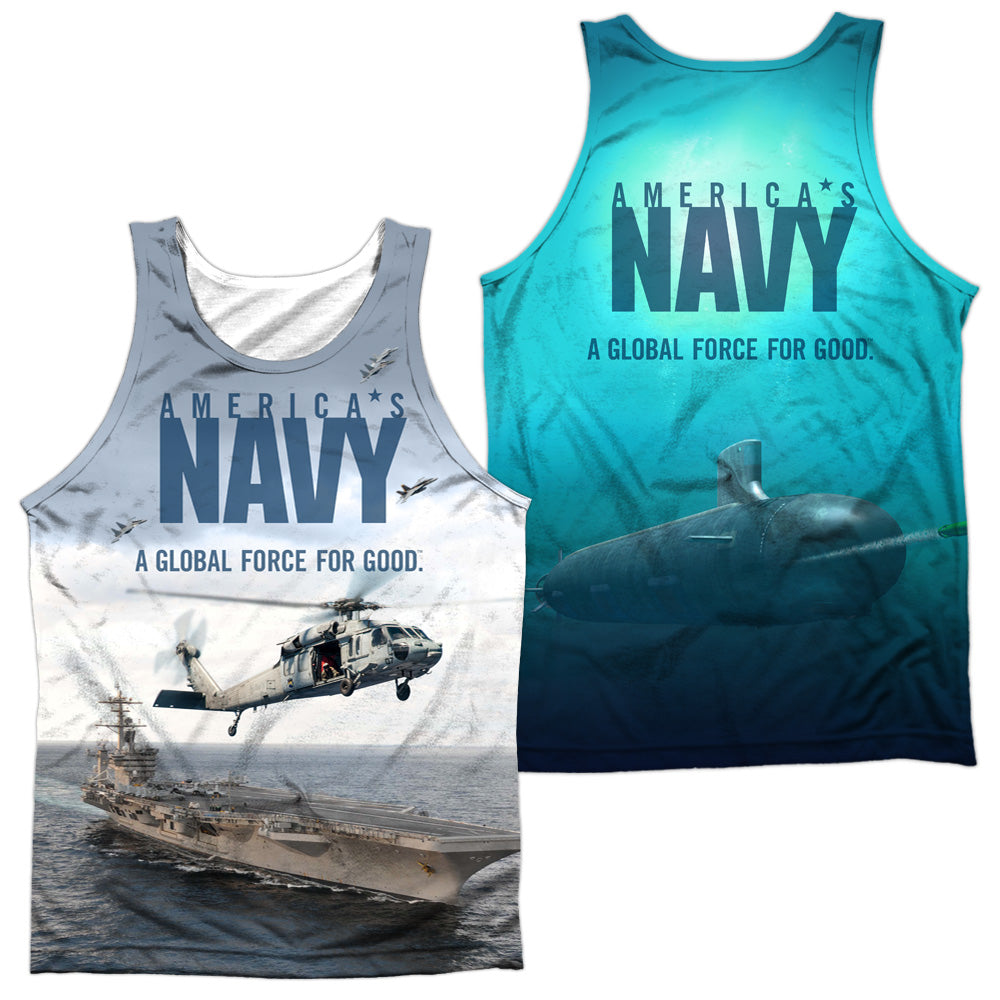 NAVY/OVER AND UNDER (FRONT/BACK PRINT) - ADULT POLY TANK TOP - MULTI