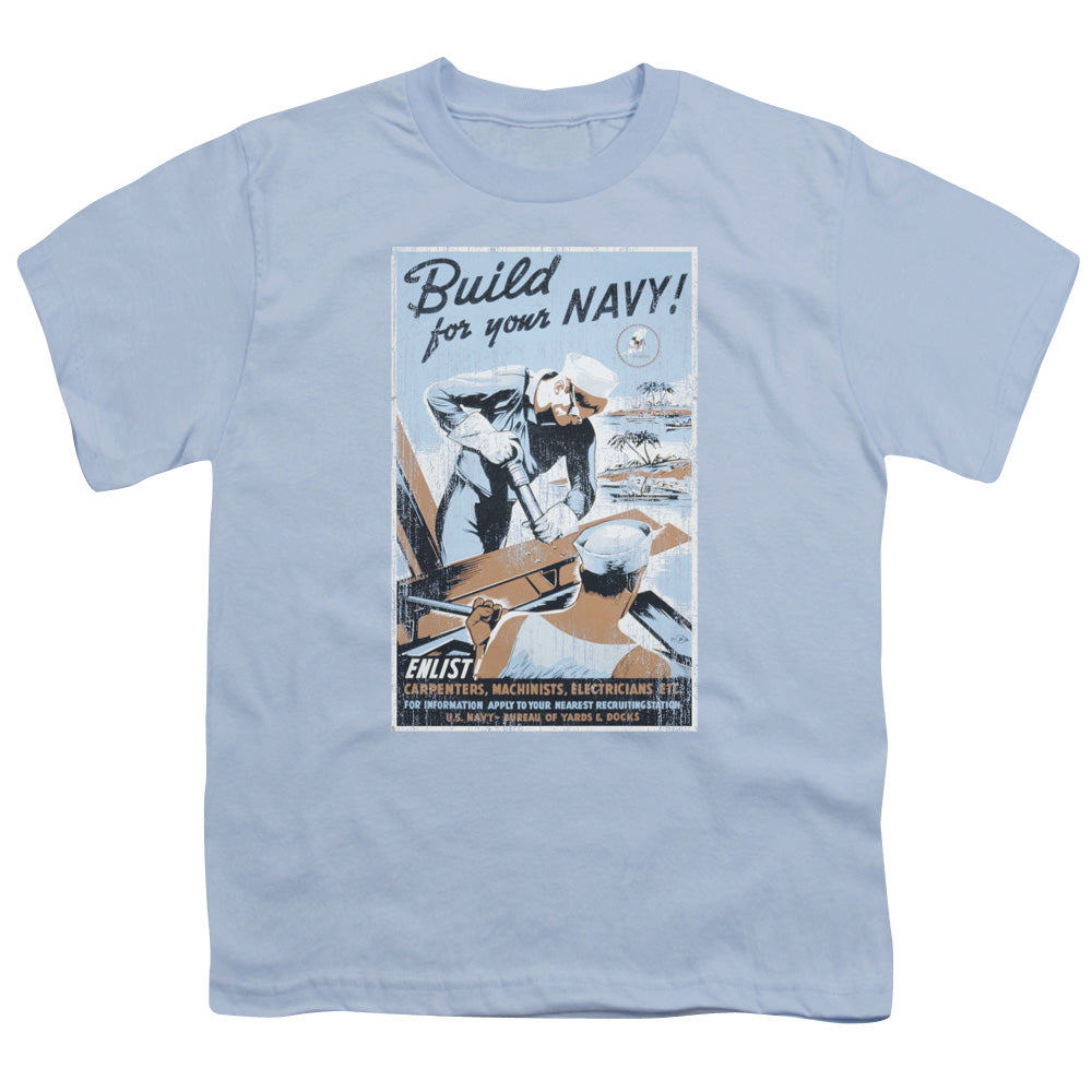 NAVY/BUILD YOUR NAVY - S/S YOUTH 18/1 - LIGHT BLUE