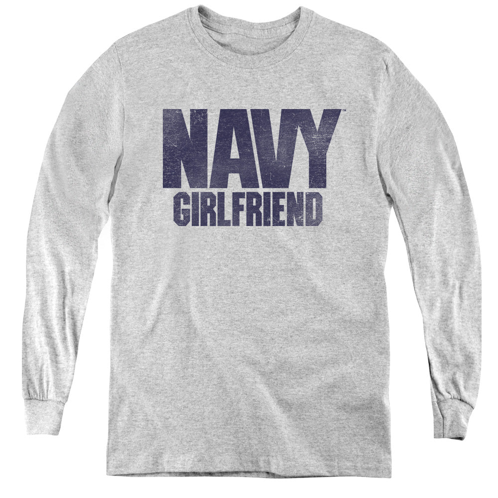NAVY/GIRLFRIEND - YOUTH LONG SLEEVE TEE - ATHLETIC HEATHER