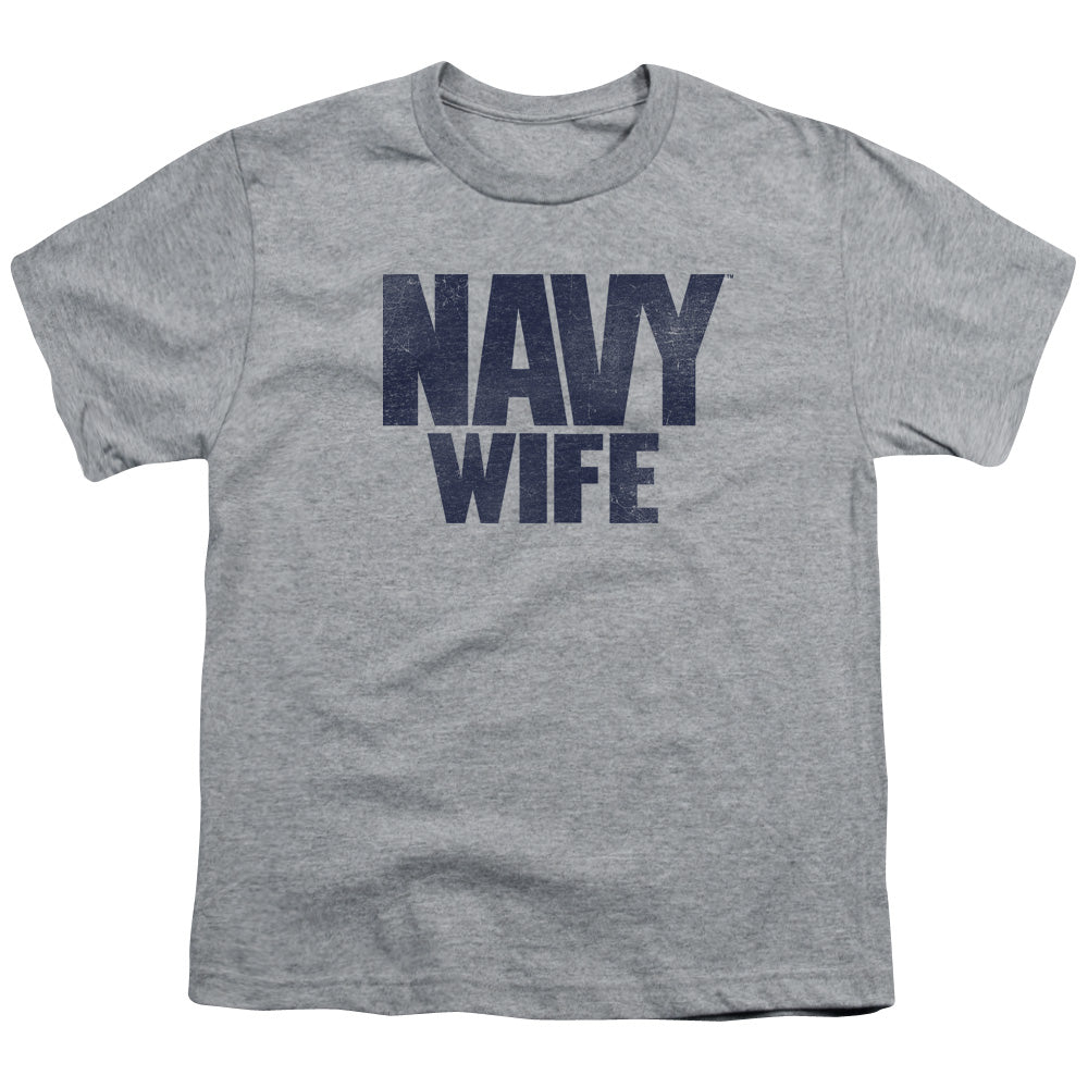 NAVY/WIFE - S/S YOUTH 18/1 - ATHLETIC HEATHER