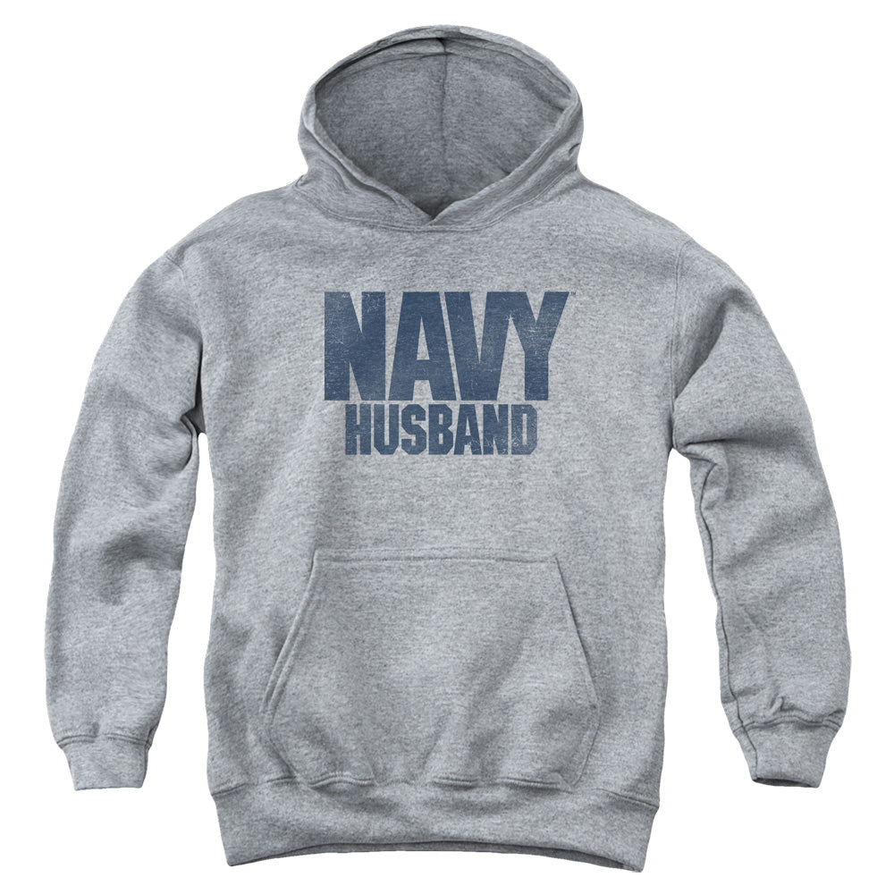 NAVY/HUSBAND - YOUTH PULLOVER HOODIE - ATHLETIC HEATHER