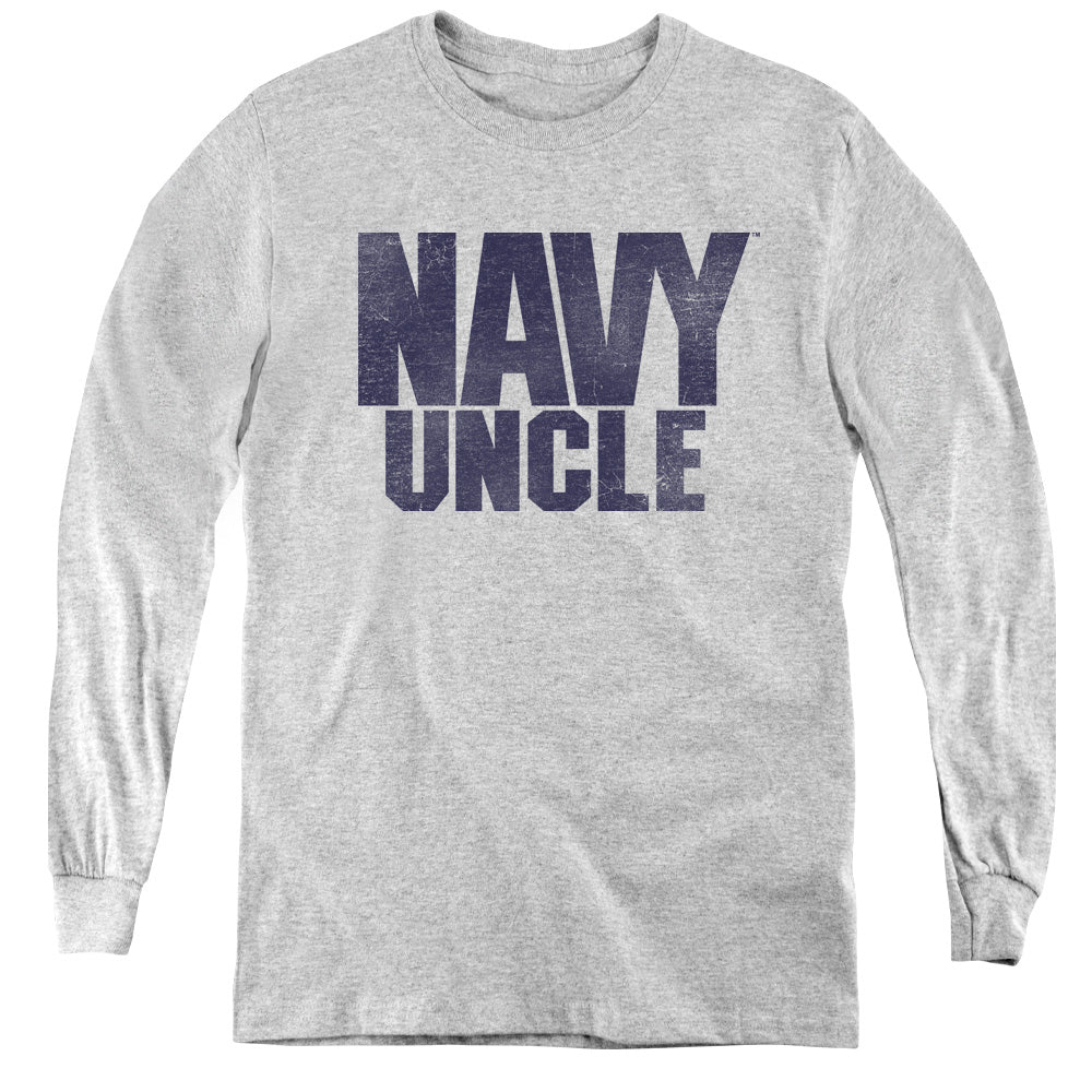 NAVY/UNCLE - YOUTH LONG SLEEVE TEE - ATHLETIC HEATHER