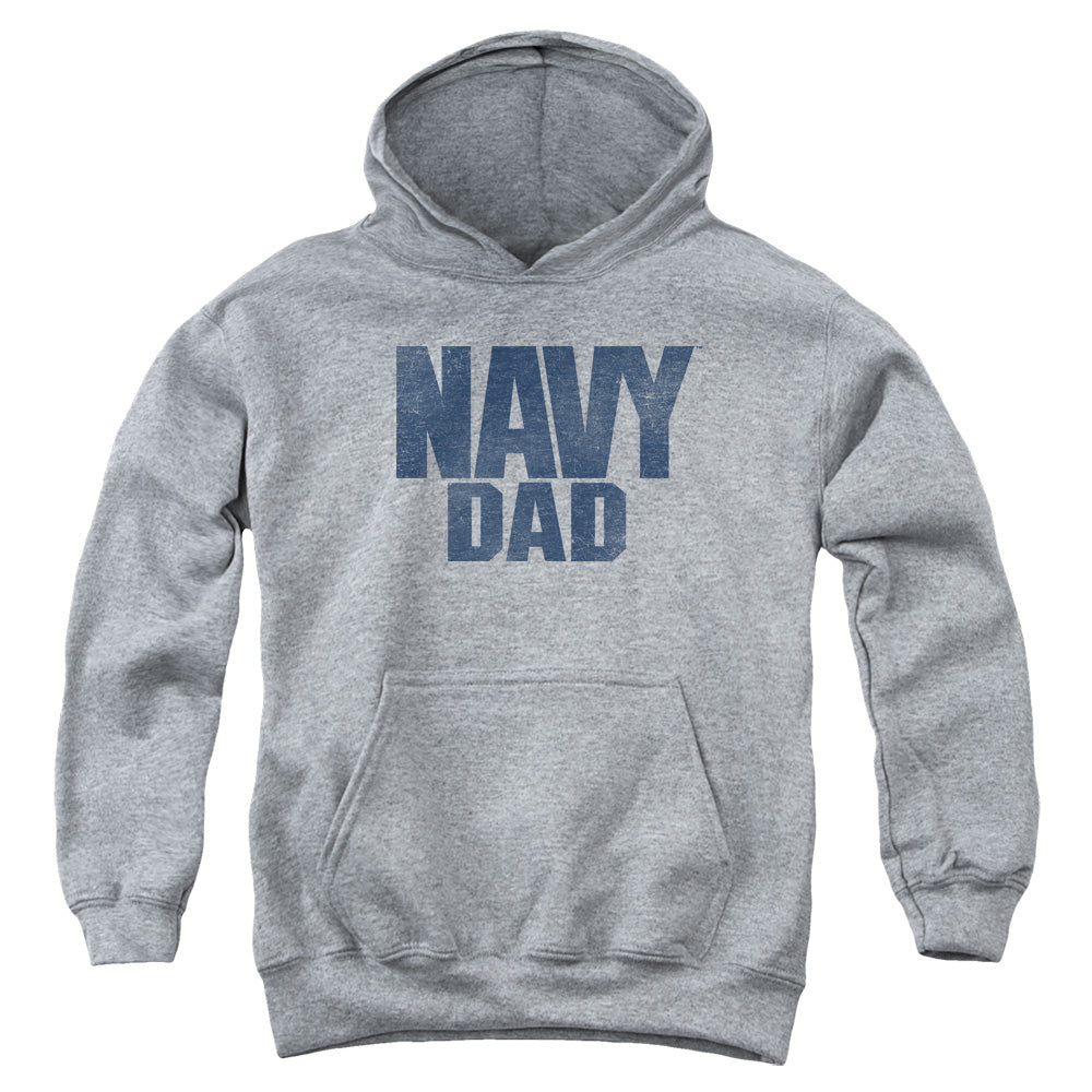 NAVY/NAVY DAD - YOUTH PULLOVER HOODIE - ATHLETIC HEATHER