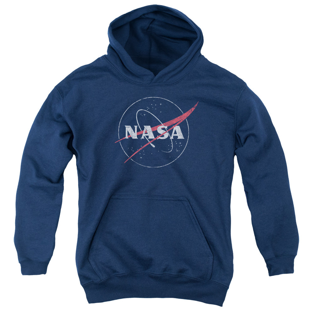 NASA/DISTRESSED LOGO - YOUTH PULLOVER HOODIE - NAVY