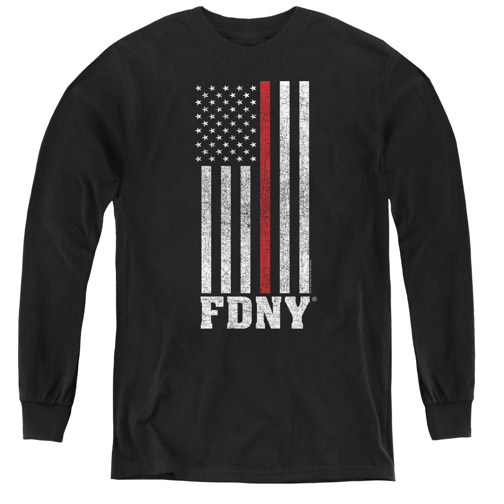 NEW YORK CITY/THIN RED LINE - YOUTH LONG SLEEVE TEE - BLACK