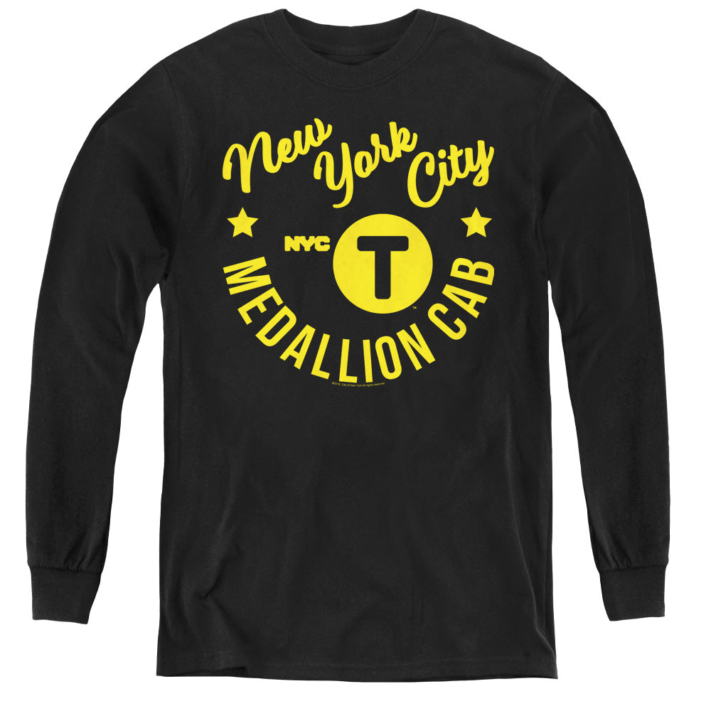 NEW YORK CITY/NYC HIPSTER TAXI TEE - YOUTH LONG SLEEVE TEE - BLACK