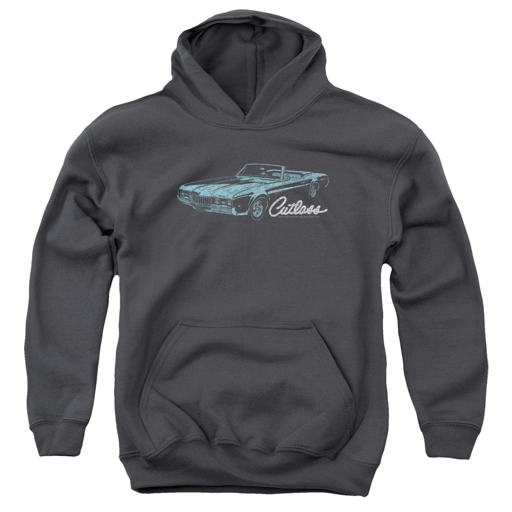 OLDSMOBILE/68 CUTLASS - YOUTH PULLOVER HOODIE - CHARCOAL
