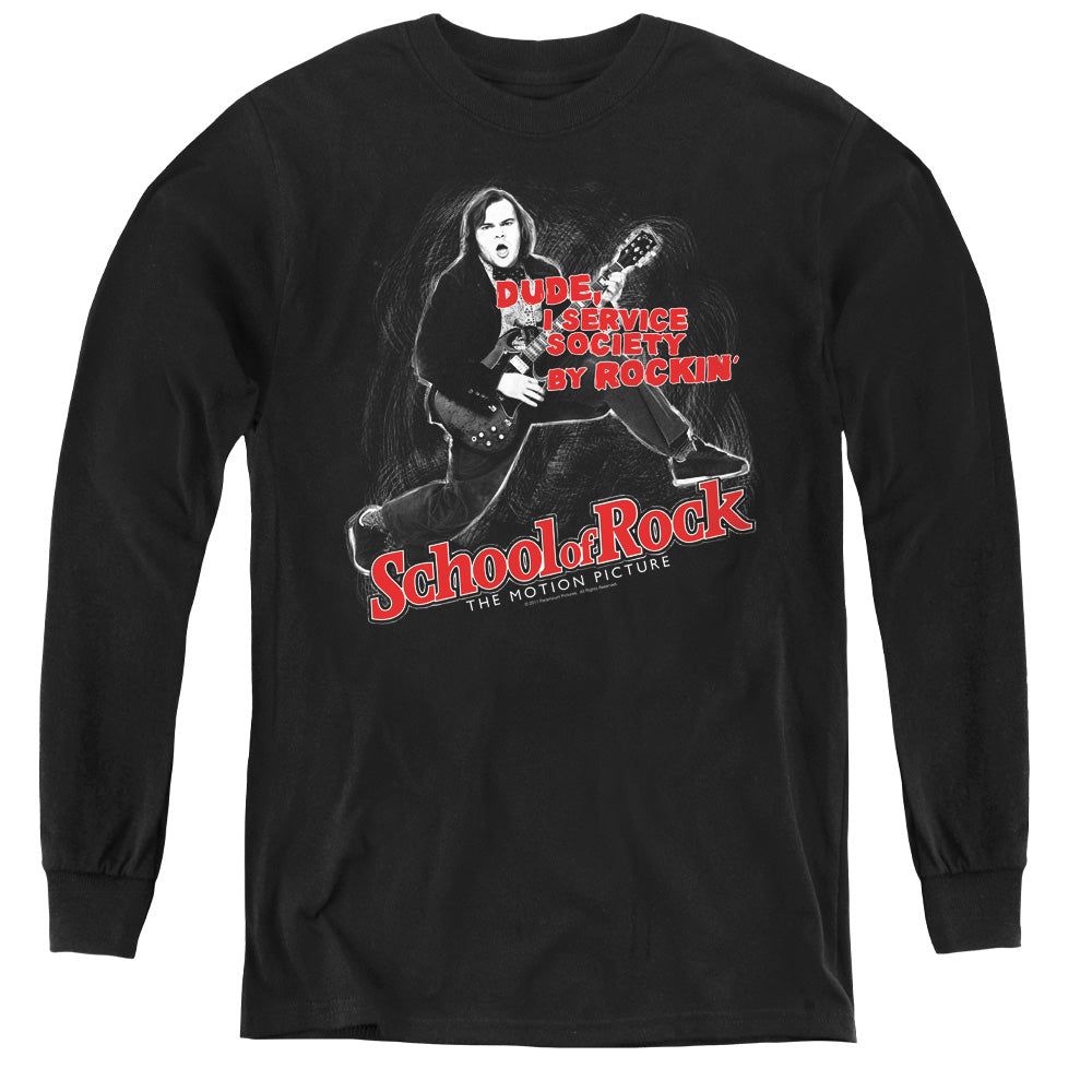 SCHOOL OF ROCK/ROCKIN - YOUTH LONG SLEEVE TEE - BLACK
