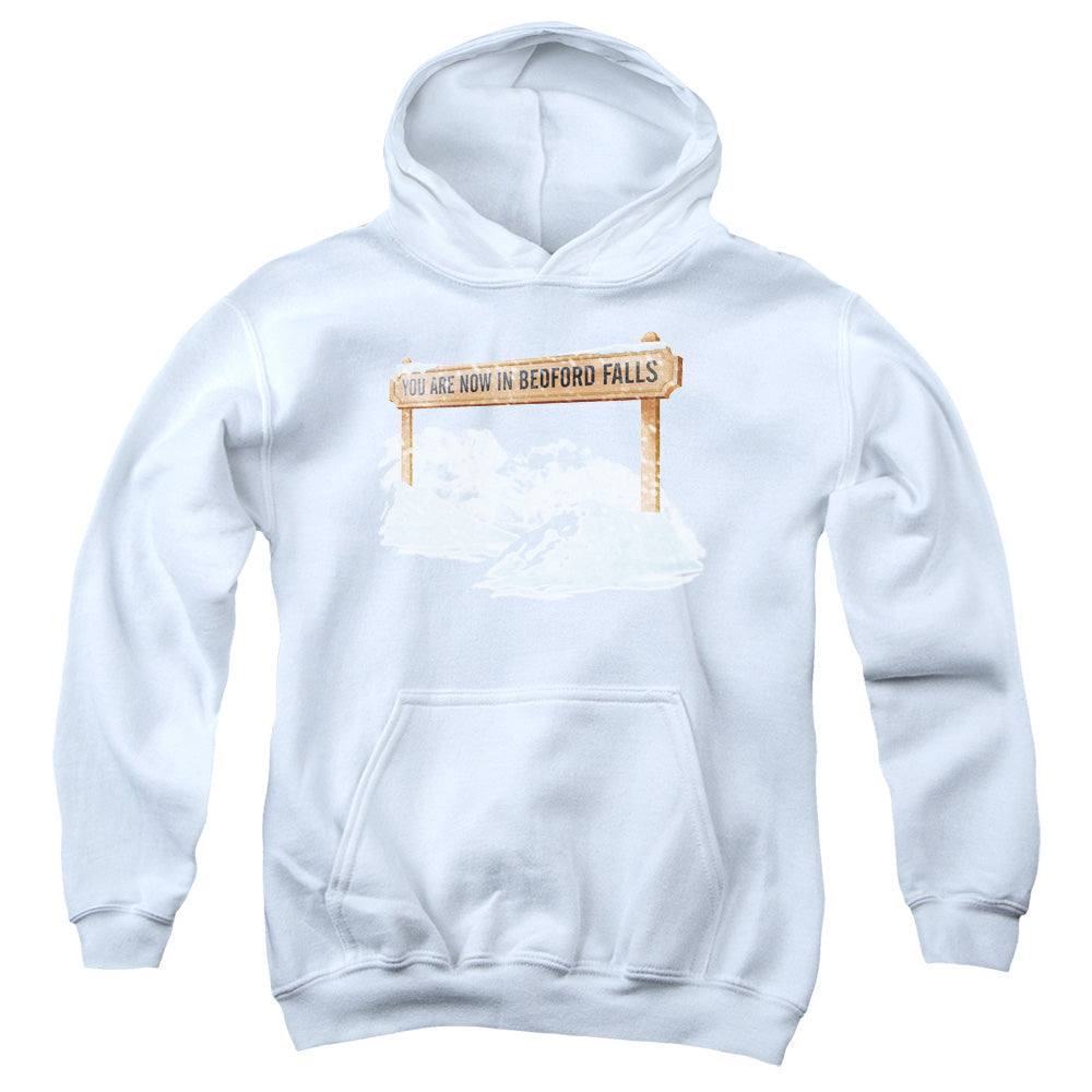 ITS A WONDERFUL LIFE/BEDFORD FALLS - YOUTH PULLOVER HOODIE - WHITE