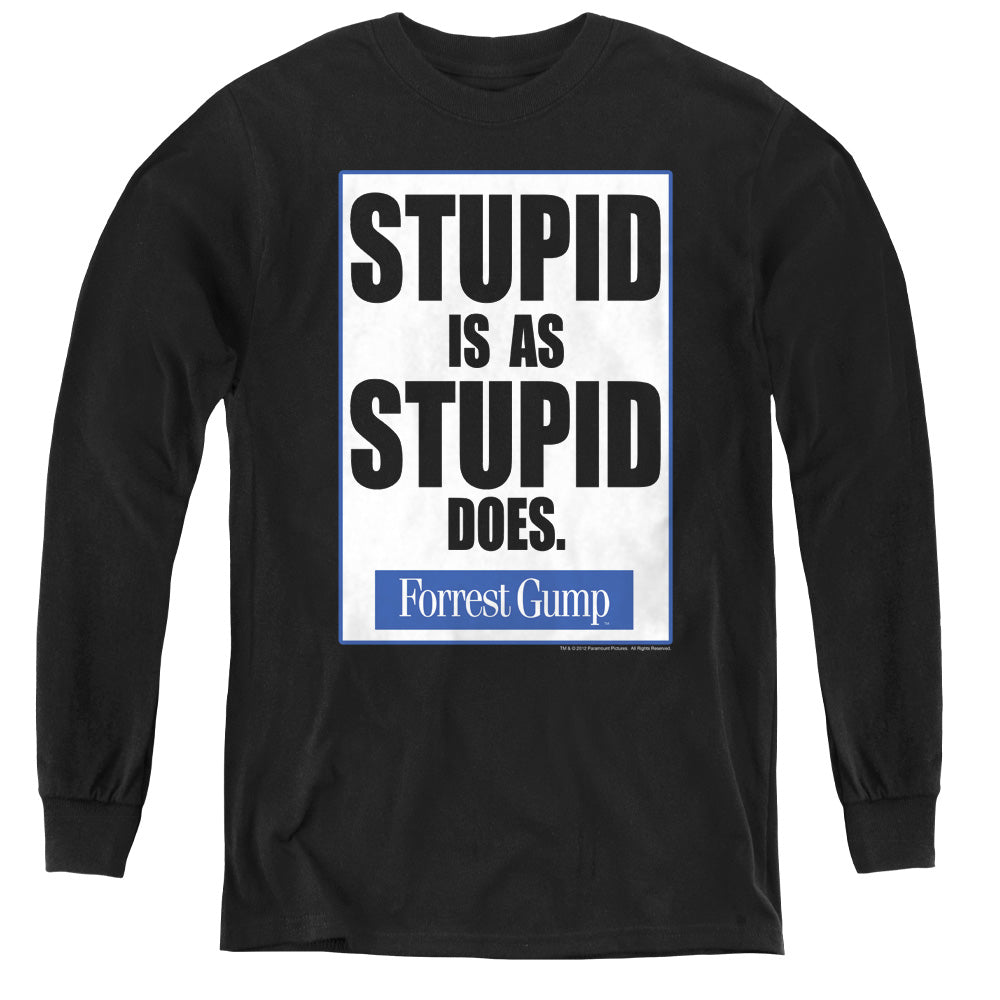 FORREST GUMP/STUPID IS - YOUTH LONG SLEEVE TEE - BLACK