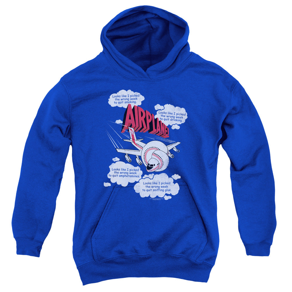AIRPLANE/PICKED THE WRONG DAY - YOUTH PULLOVER HOODIE - ROYAL BLUE