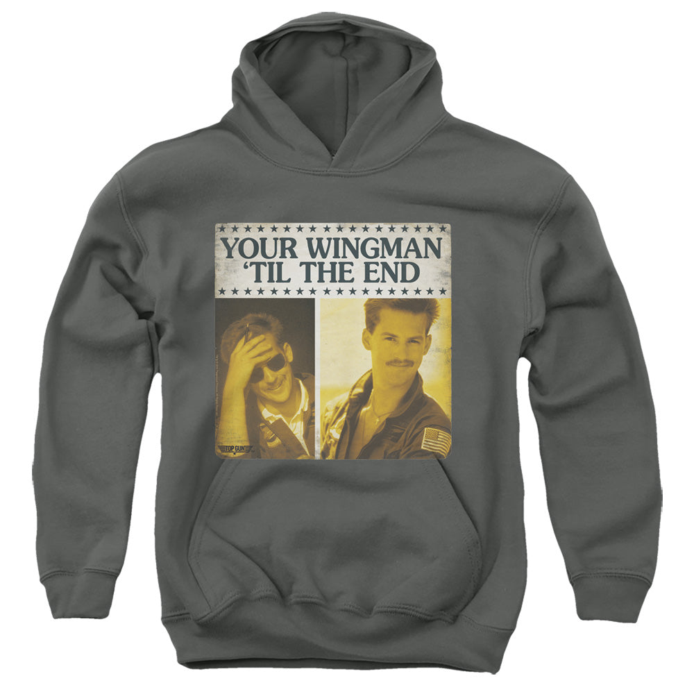 TOP GUN/TIL THE END - YOUTH PULLOVER HOODIE - CHARCOAL