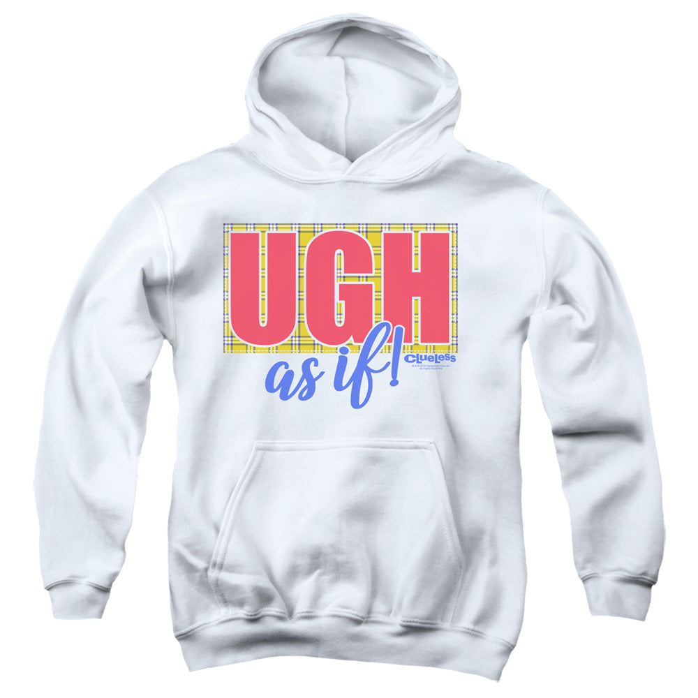 CLUELESS/UGH AS IF - YOUTH PULLOVER HOODIE - WHITE