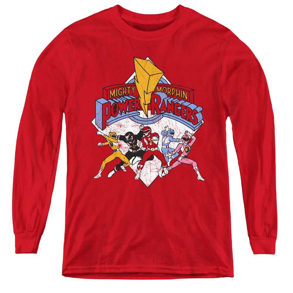 POWER RANGERS/RETRO RANGERS - YOUTH LONG SLEEVE TEE - RED