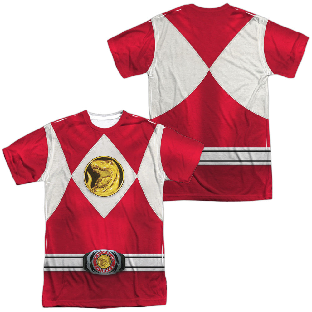 POWER RANGERS/RED RANGER EMBLEM (FRONT/BACK PRINT) - S/S ADULT POLY CREW - MULTI