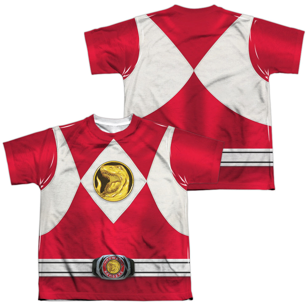POWER RANGERS/RED RANGER EMBLEM (FRONT/BACK PRINT) - S/S YOUTH POLY CREW - MULTI