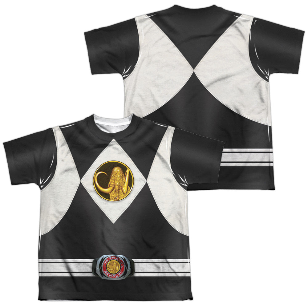 POWER RANGERS/BLACK RANGER UNIFORM (FRONT/BACK PRINT) - S/S YOUTH POLY CREW - MULTI