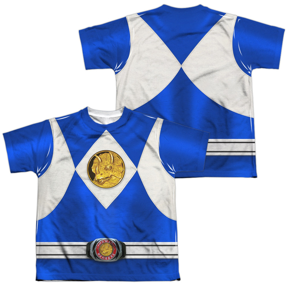 POWER RANGERS/BLUE RANGER EMBLEM (FRONT/BACK PRINT) - S/S YOUTH POLY CREW - MULTI