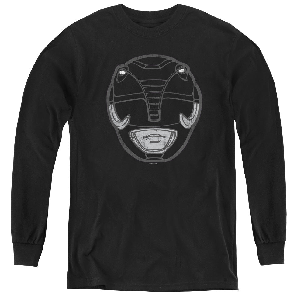 POWER RANGERS/BLACK RANGER MASK - YOUTH LONG SLEEVE TEE - BLACK