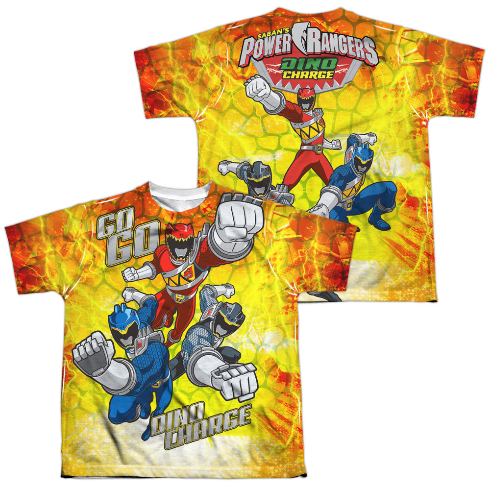 POWER RANGERS DINO CHARGE/GO GO DINO CHARGE (FRONT/BACK PRINT) - S/S YOUTH POLY CREW - MULTI