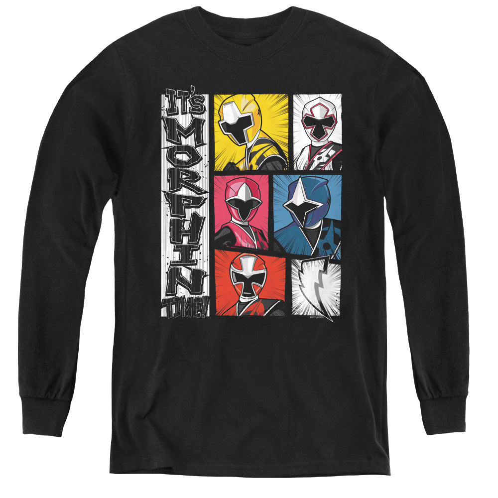 POWER RANGERS NINJA STEEL/ITS MORPHIN TIME - YOUTH LONG SLEEVE TEE - BLACK
