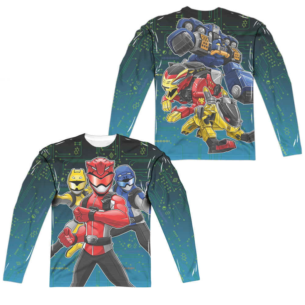 POWER RANGERS BEAST MORPHERS/BATTLE STANCE (FRONT/BACK PRINT) - L/S ADULT POLY CREW  - MULTI