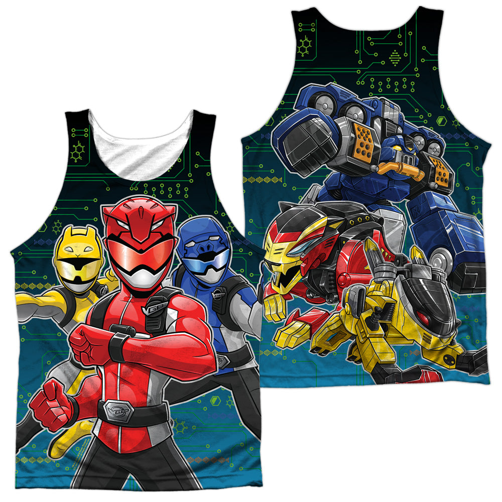 POWER RANGERS BEAST MORPHERS/BATTLE STANCE (FRONT/BACK PRINT) - ADULT POLY TANK TOP - MULTI