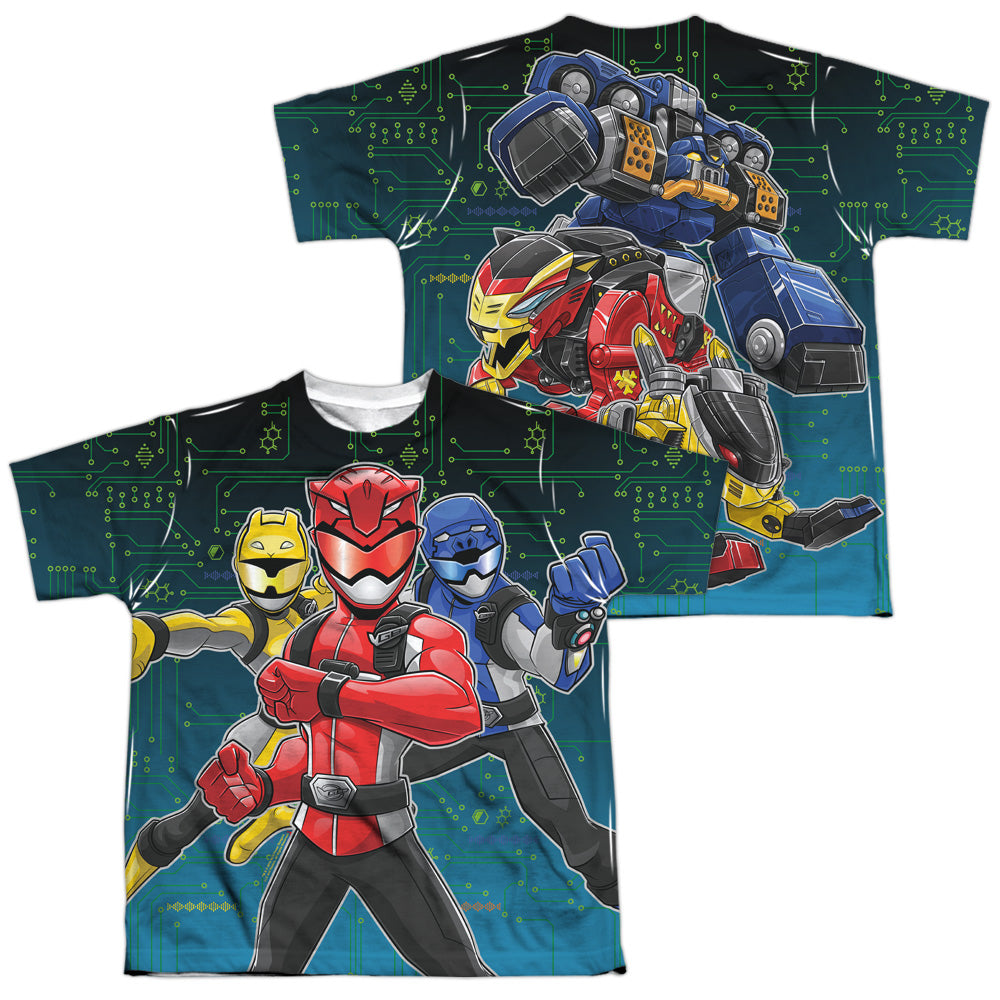 POWER RANGERS BEAST MORPHERS/BATTLE STANCE (FRONT/BACK PRINT) - S/S YOUTH POLY CREW - MULTI