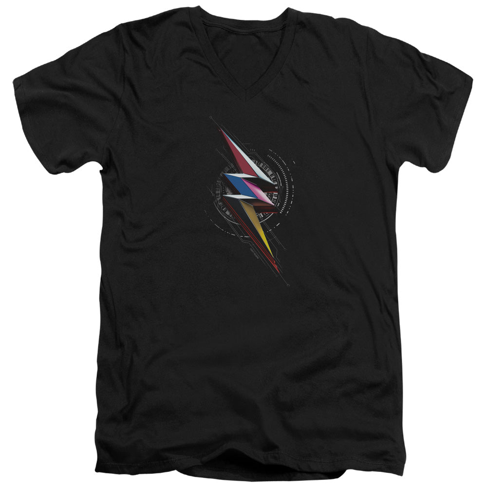 POWER RANGERS MOVIE/BOLT SIGIL - S/S ADULT V-NECK 30/1 - BLACK