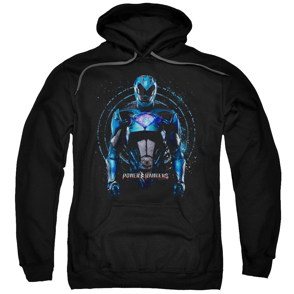 POWER RANGERS MOVIE/BLUE RANGER - ADULT PULLOVER HOODIE - BLACK