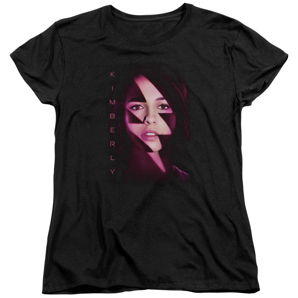 POWER RANGERS MOVIE/KIMBERLY BOLT - S/S WOMENS TEE - BLACK