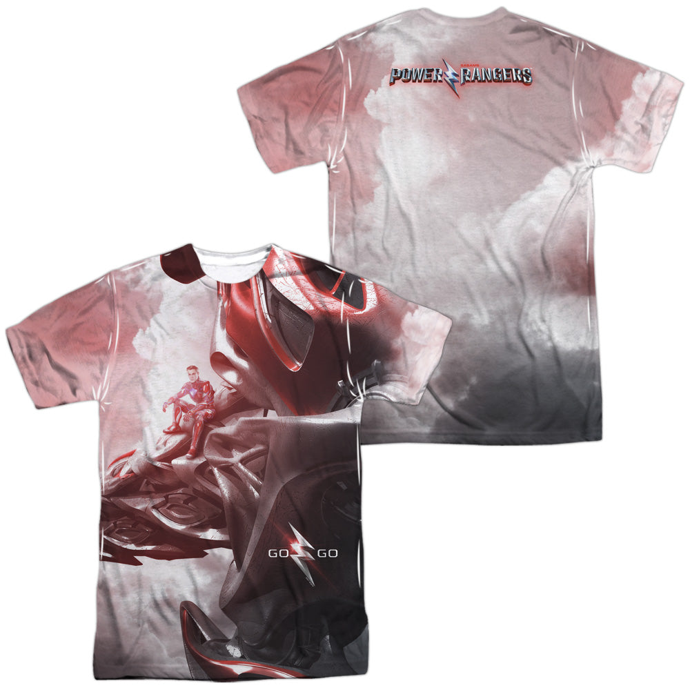 POWER RANGERS MOVIE/RED ZORD POSTER (FRONT/BACK PRINT) - S/S ADULT POLY CREW - MULTI