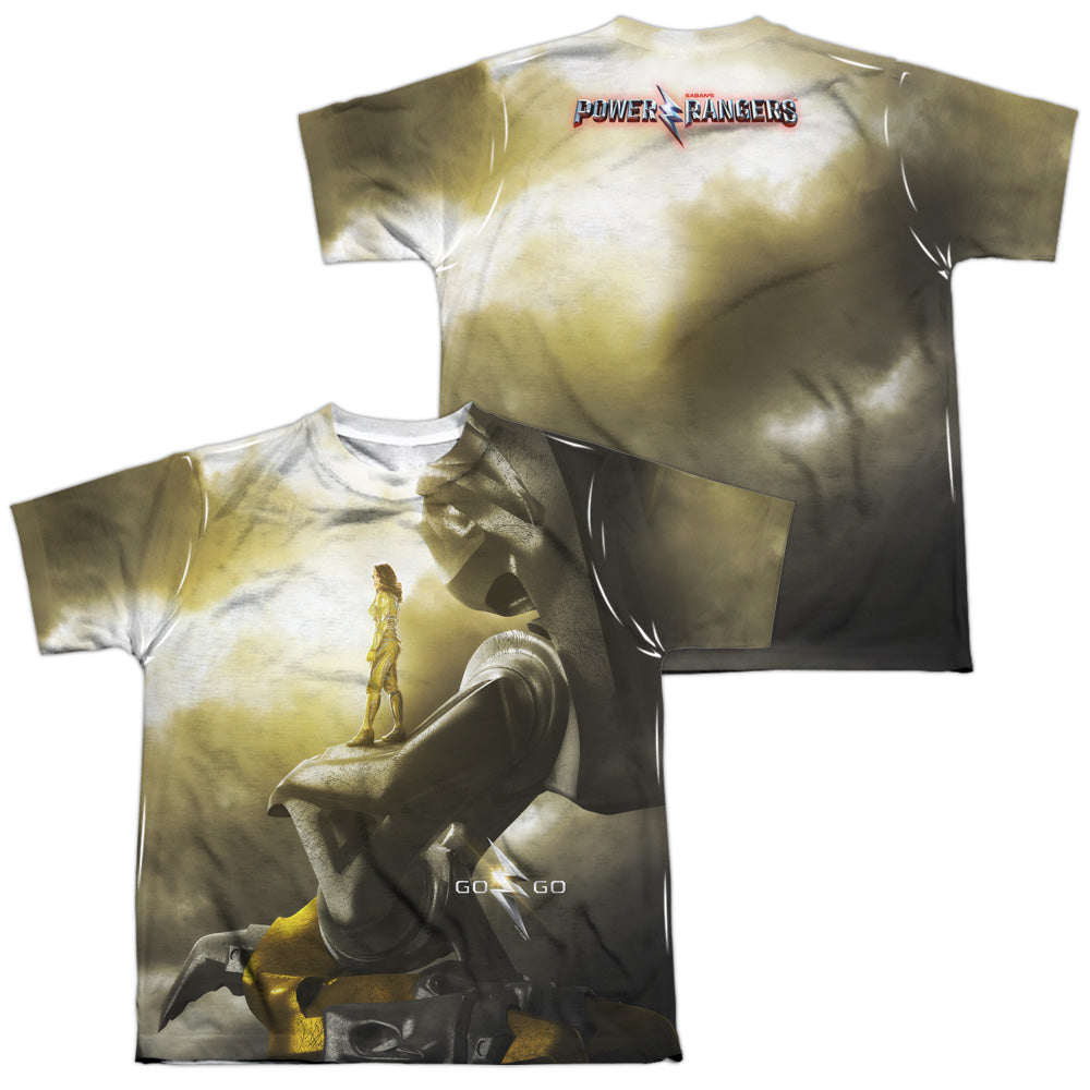 POWER RANGERS MOVIE/YELLOW ZORD POSTER (FRONT/BACK PRINT) - S/S YOUTH POLY CREW - MULTI