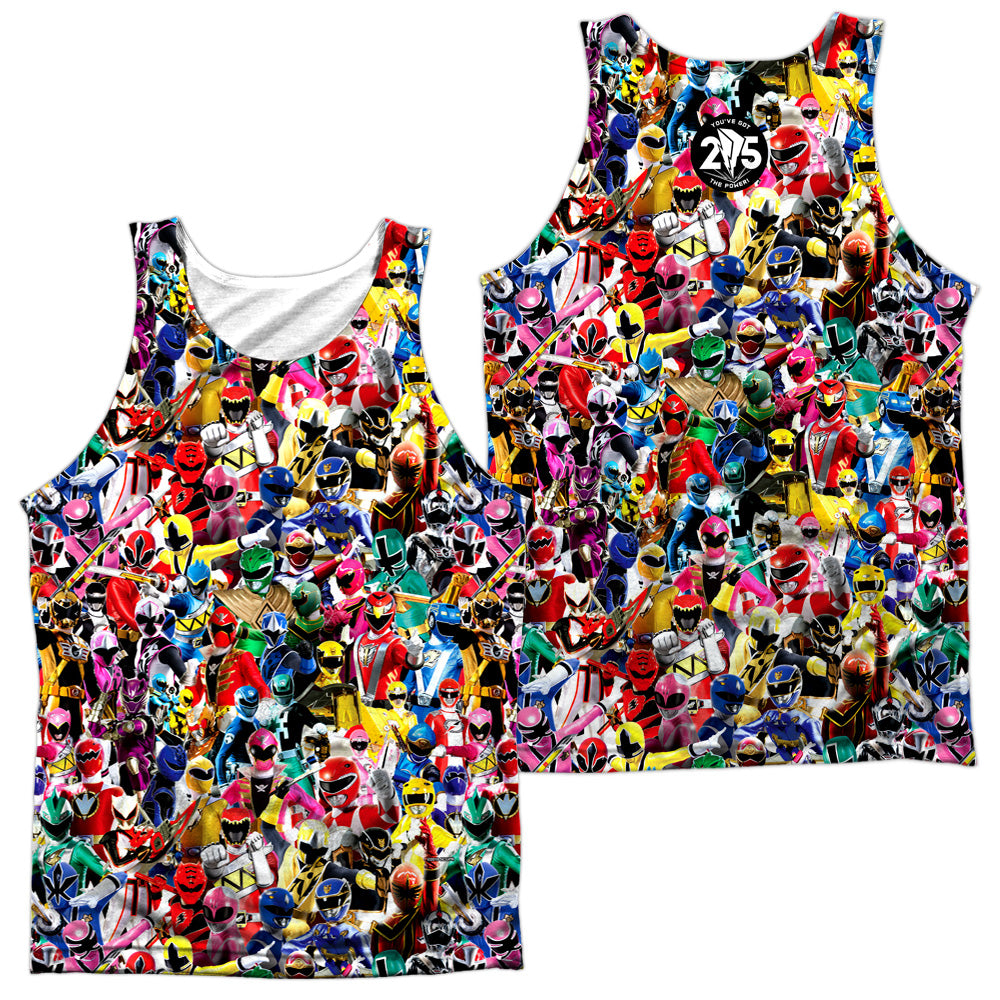 POWER RANGERS/CROWD OF RANGERS (FRONT/BACK PRINT) - ADULT POLY TANK TOP - MULTI