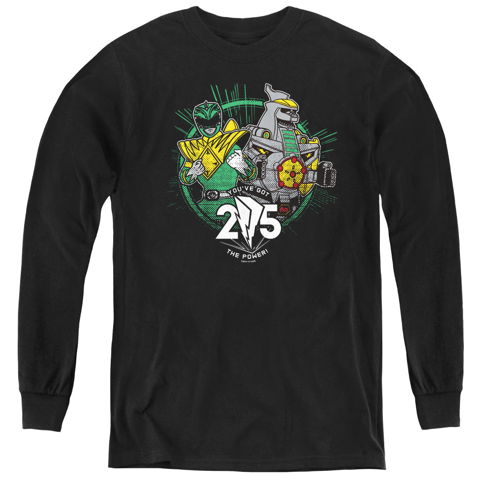 POWER RANGERS/GREEN 25 - YOUTH LONG SLEEVE TEE - BLACK