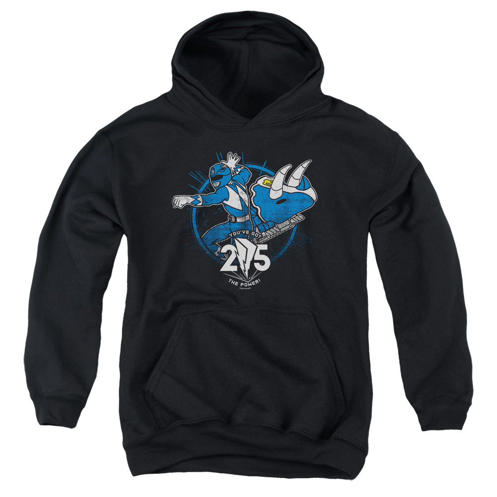 POWER RANGERS/BLUE 25 - YOUTH PULLOVER HOODIE - BLACK