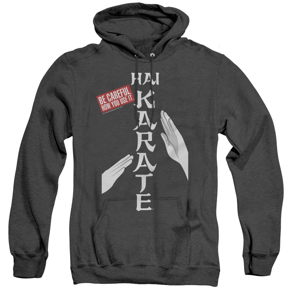 HAI KARATE/BE CAREFUL - ADULT HEATHER HOODIE - BLACK