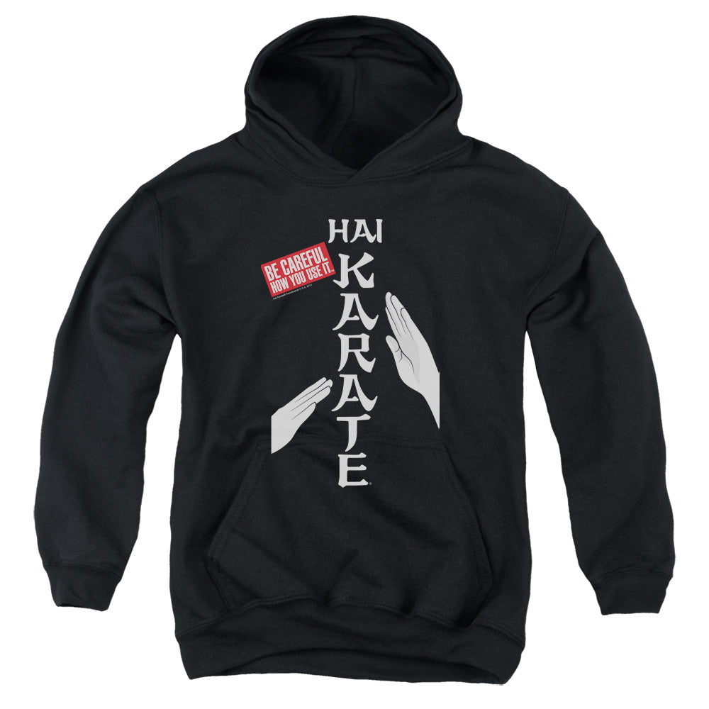 HAI KARATE/BE CAREFUL - YOUTH PULLOVER HOODIE - BLACK