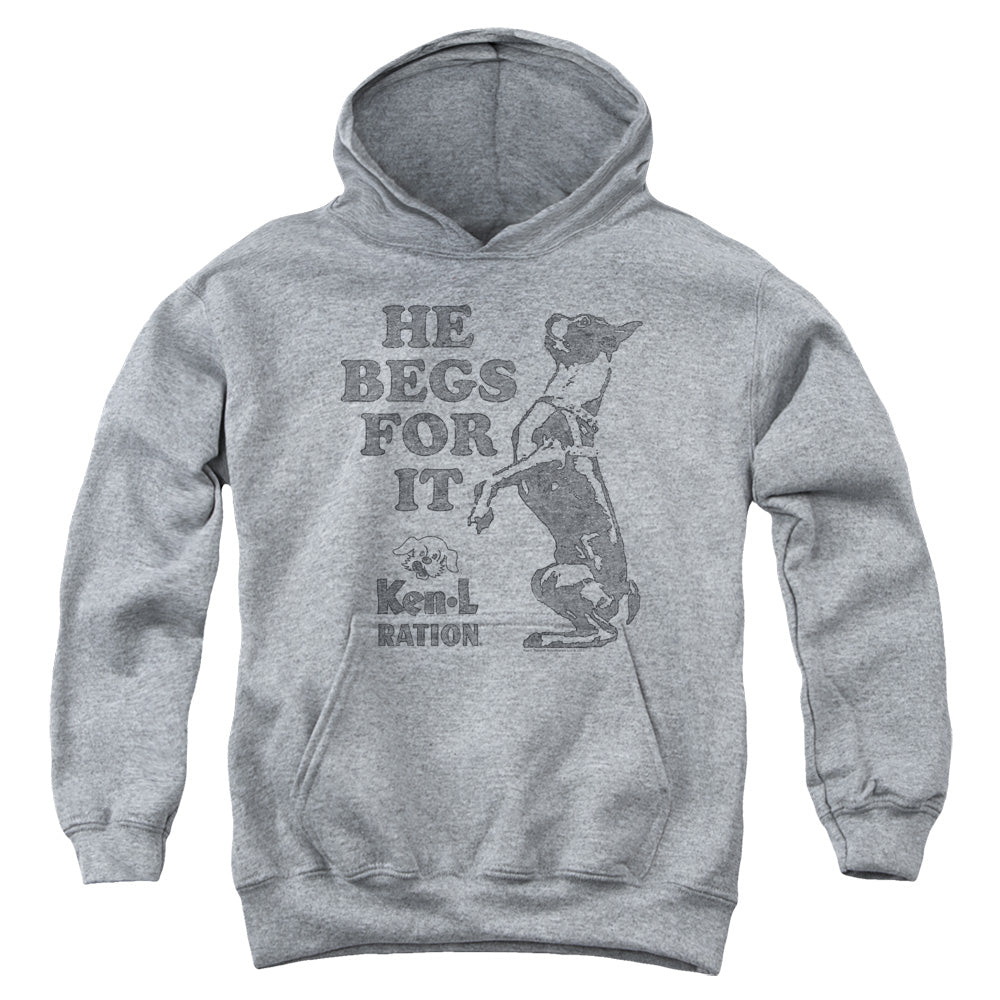 KEN L RATION/BEGS - YOUTH PULLOVER HOODIE - ATHLETIC HEATHER