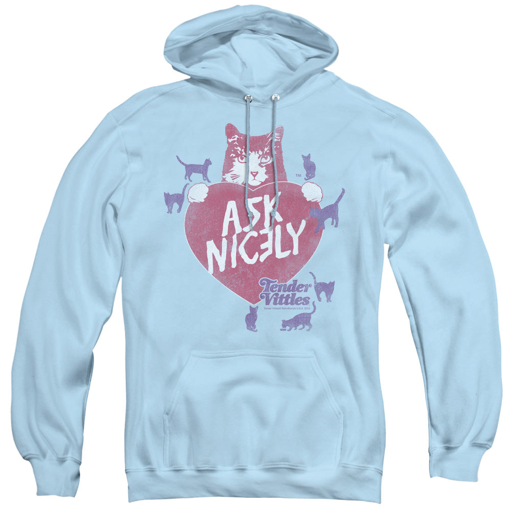 TENDER VITTLES/NICELY - ADULT PULLOVER HOODIE - LIGHT BLUE