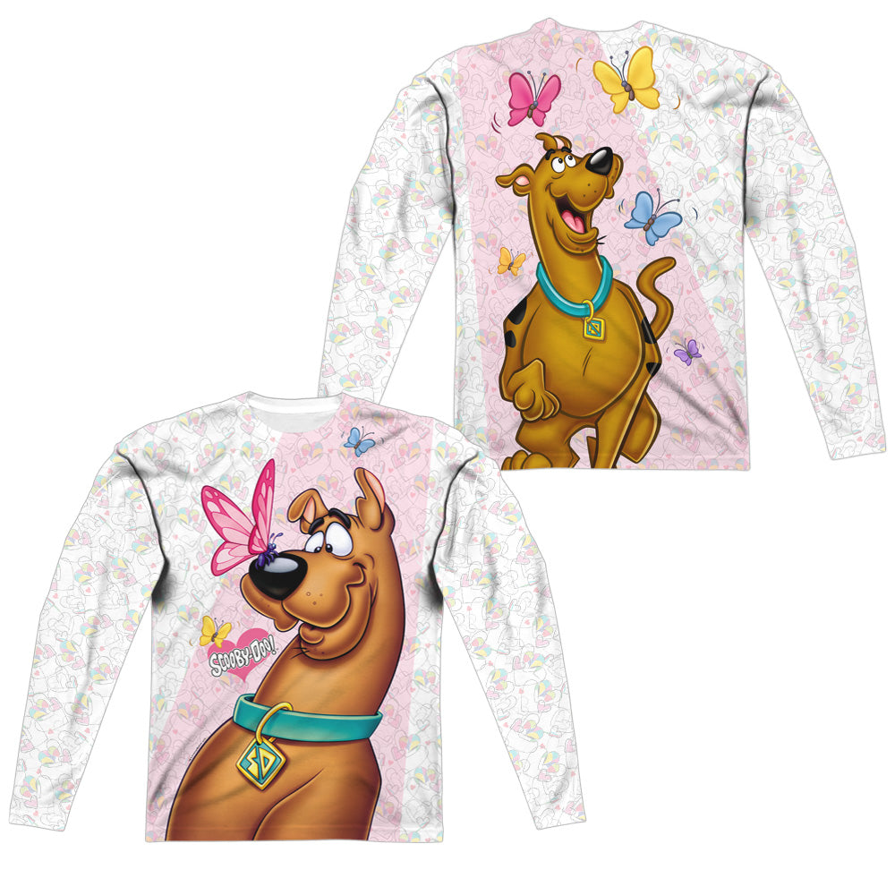 SCOOBY DOO/BUTTERFLY (FRONT/BACK PRINT) - L/S ADULT POLY CREW  - MULTI